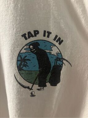 Last Call Co. Tap It In Grim Reaper Golf Graphic Tee - White XL